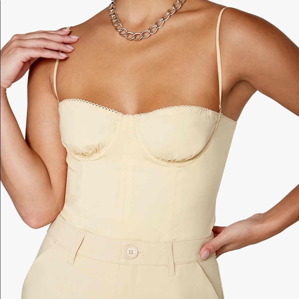 WeWoreWhat Underwire Poplin Corset, Taupe